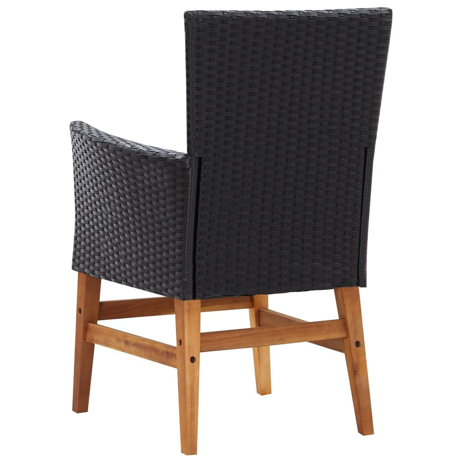 9-delige Tuinset poly rattan en acaciahout zwart