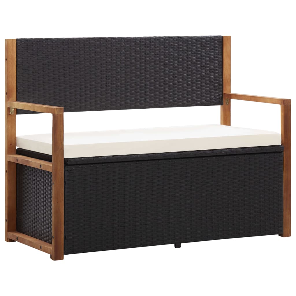 Opbergbankje 5 Cm Poly Rattan En Massief Acaciahout Zwart