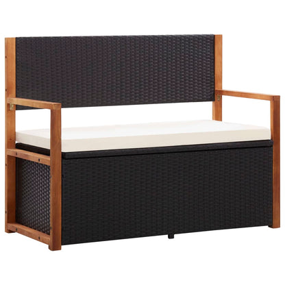 Opbergbankje 5 Cm Poly Rattan En Massief Acaciahout Zwart