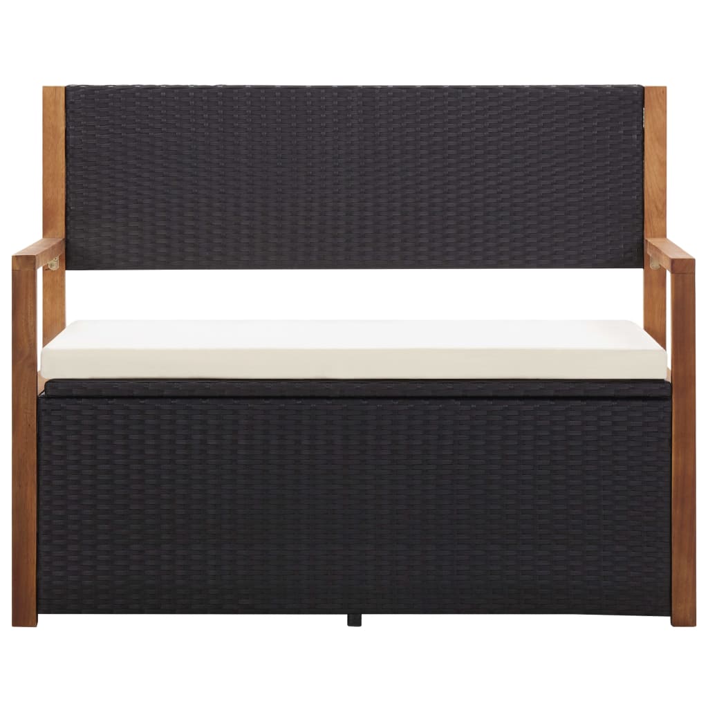 Opbergbankje 5 Cm Poly Rattan En Massief Acaciahout Zwart