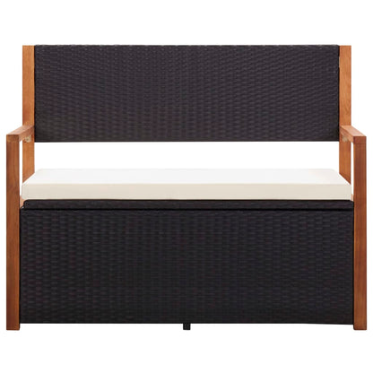 Opbergbankje 5 Cm Poly Rattan En Massief Acaciahout Zwart