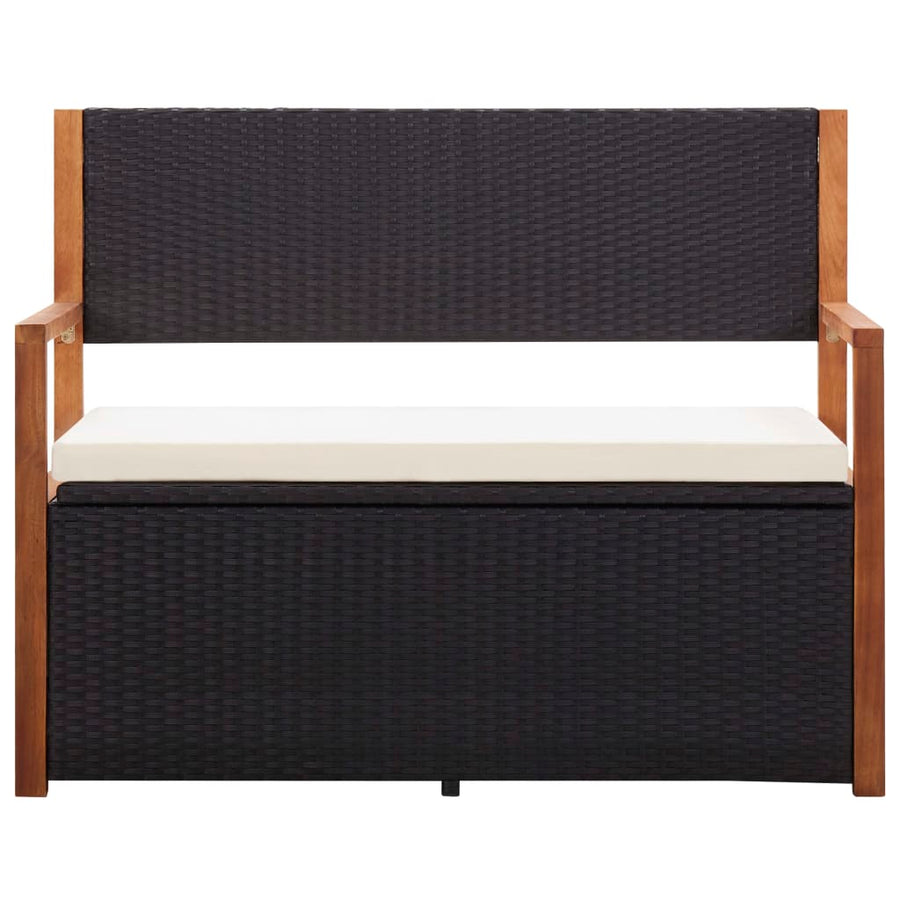 Opbergbankje 5 Cm Poly Rattan En Massief Acaciahout Zwart