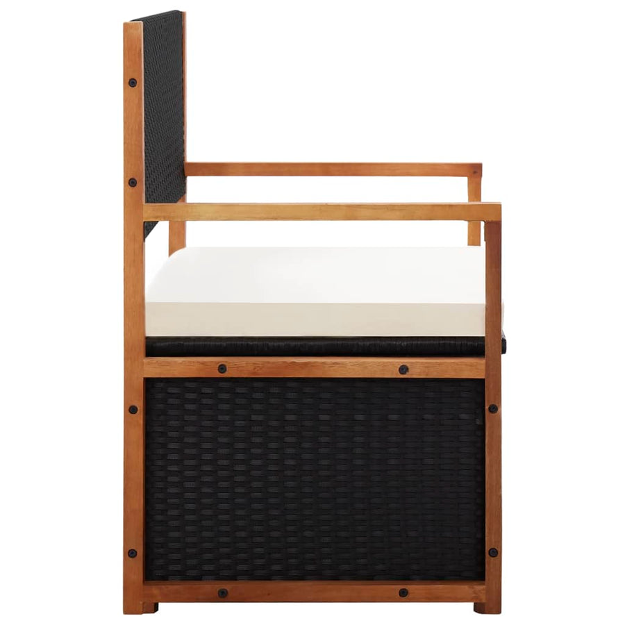 Opbergbankje 5 Cm Poly Rattan En Massief Acaciahout Zwart