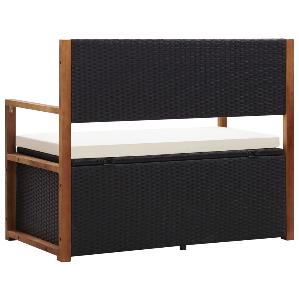 Opbergbankje 5 Cm Poly Rattan En Massief Acaciahout Zwart