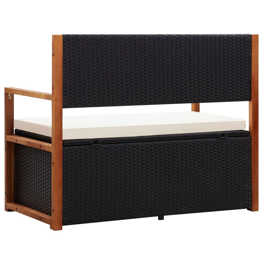 Opbergbankje 5 Cm Poly Rattan En Massief Acaciahout Zwart