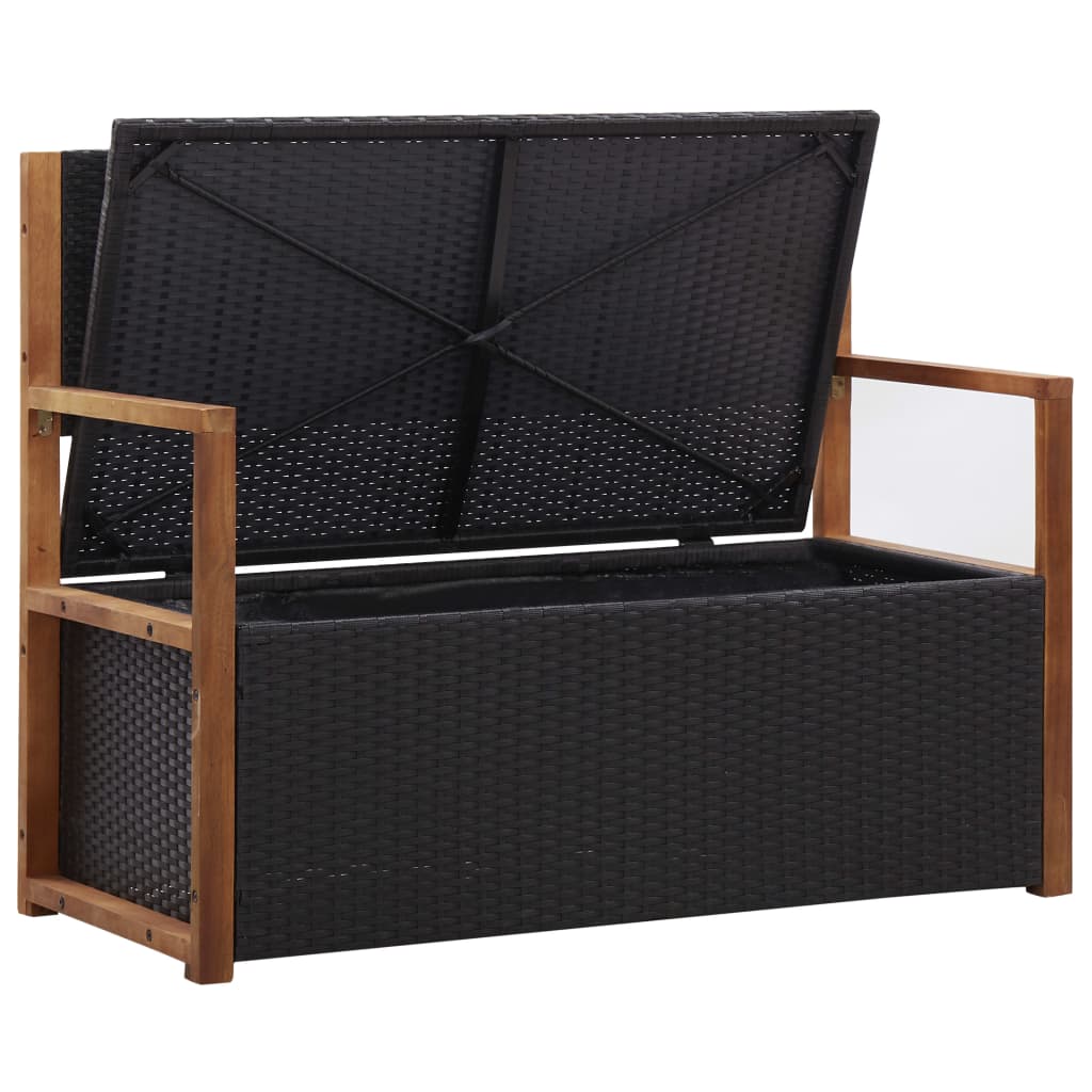 Opbergbankje 5 Cm Poly Rattan En Massief Acaciahout Zwart