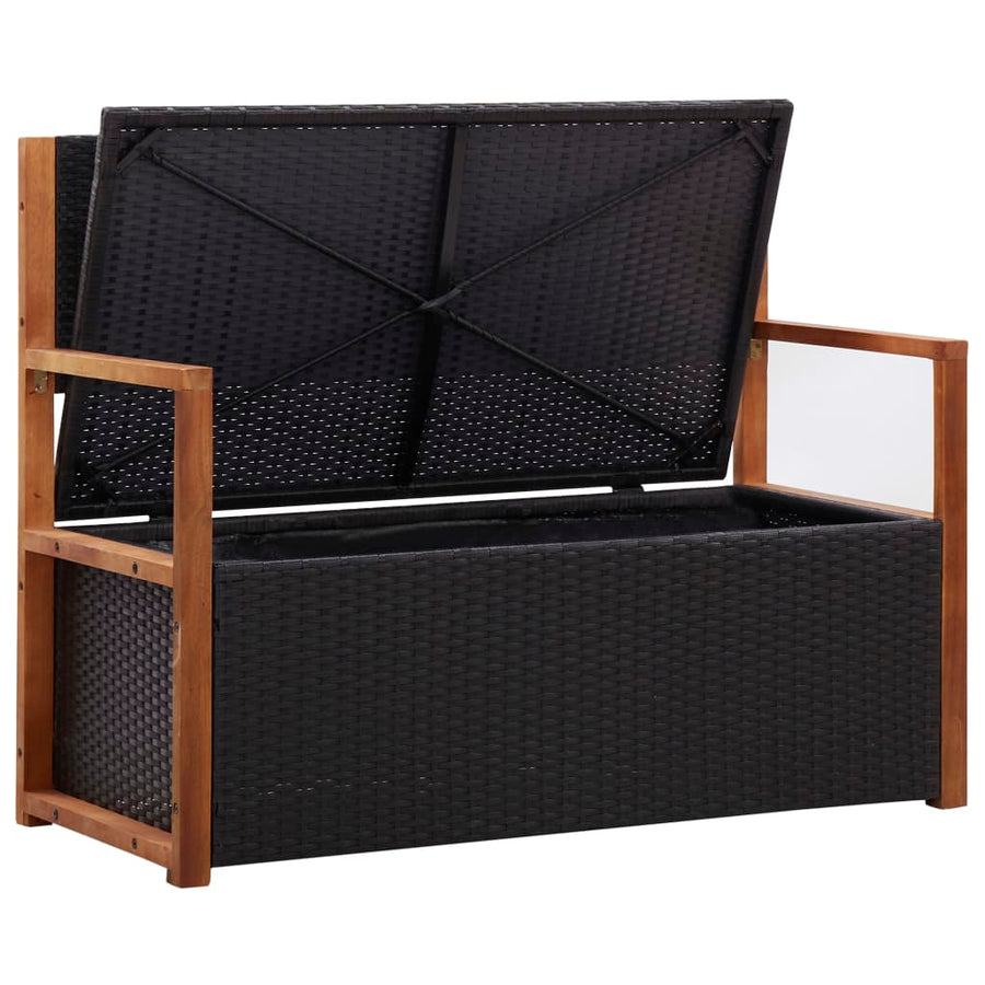 Opbergbankje 5 Cm Poly Rattan En Massief Acaciahout Zwart