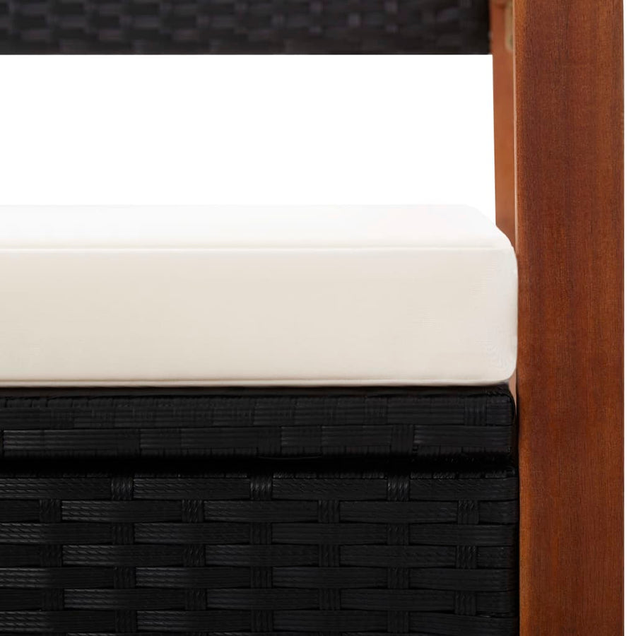 Opbergbankje 5 Cm Poly Rattan En Massief Acaciahout Zwart