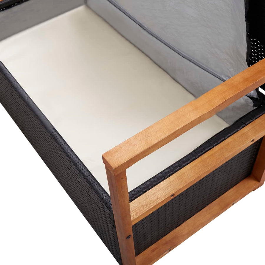 Opbergbankje 5 Cm Poly Rattan En Massief Acaciahout Zwart