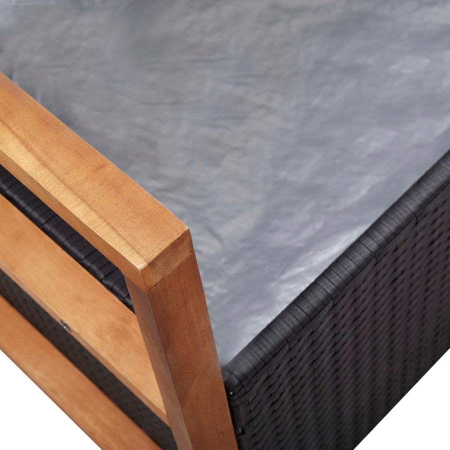 Opbergbankje 5 Cm Poly Rattan En Massief Acaciahout Zwart