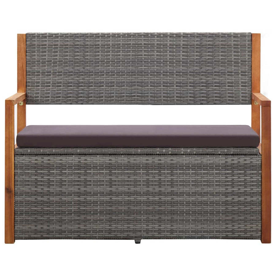 Opbergbankje 5 Cm Poly Rattan En Massief Acaciahout Grijs
