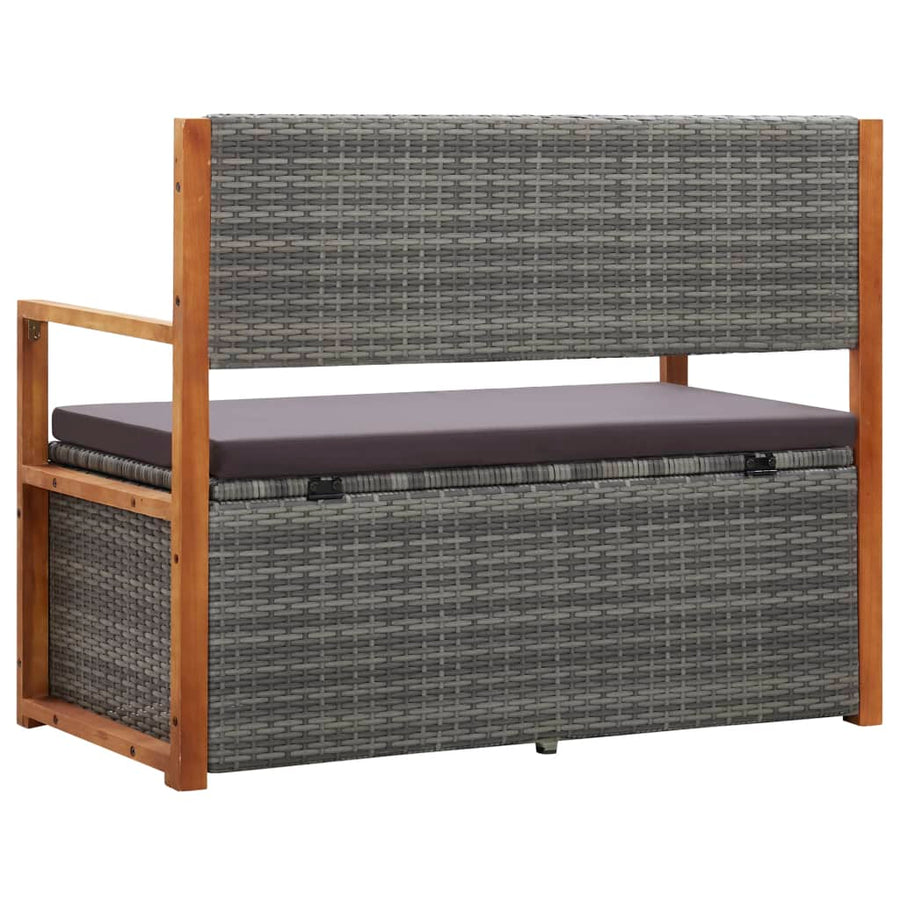 Opbergbankje 5 Cm Poly Rattan En Massief Acaciahout Grijs