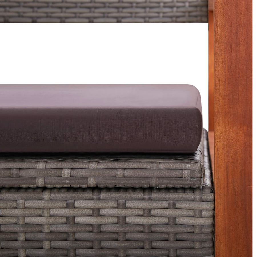 Opbergbankje 5 Cm Poly Rattan En Massief Acaciahout Grijs