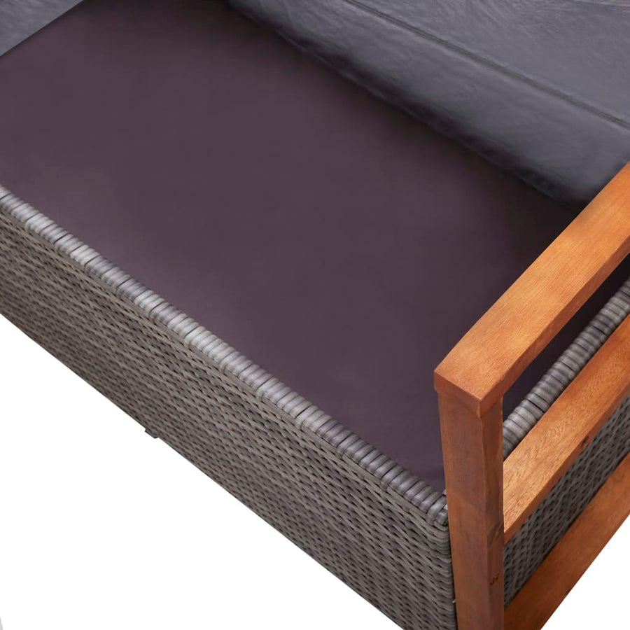 Opbergbankje 5 Cm Poly Rattan En Massief Acaciahout Grijs