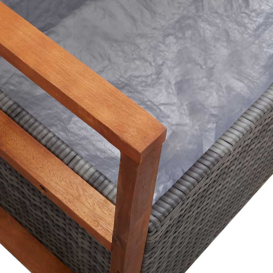Opbergbankje 5 Cm Poly Rattan En Massief Acaciahout Grijs