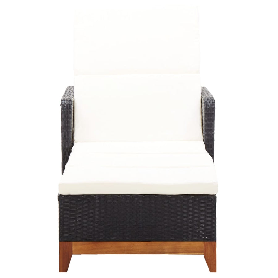 Ligbed Poly Rattan En Massief Acaciahout Zwart