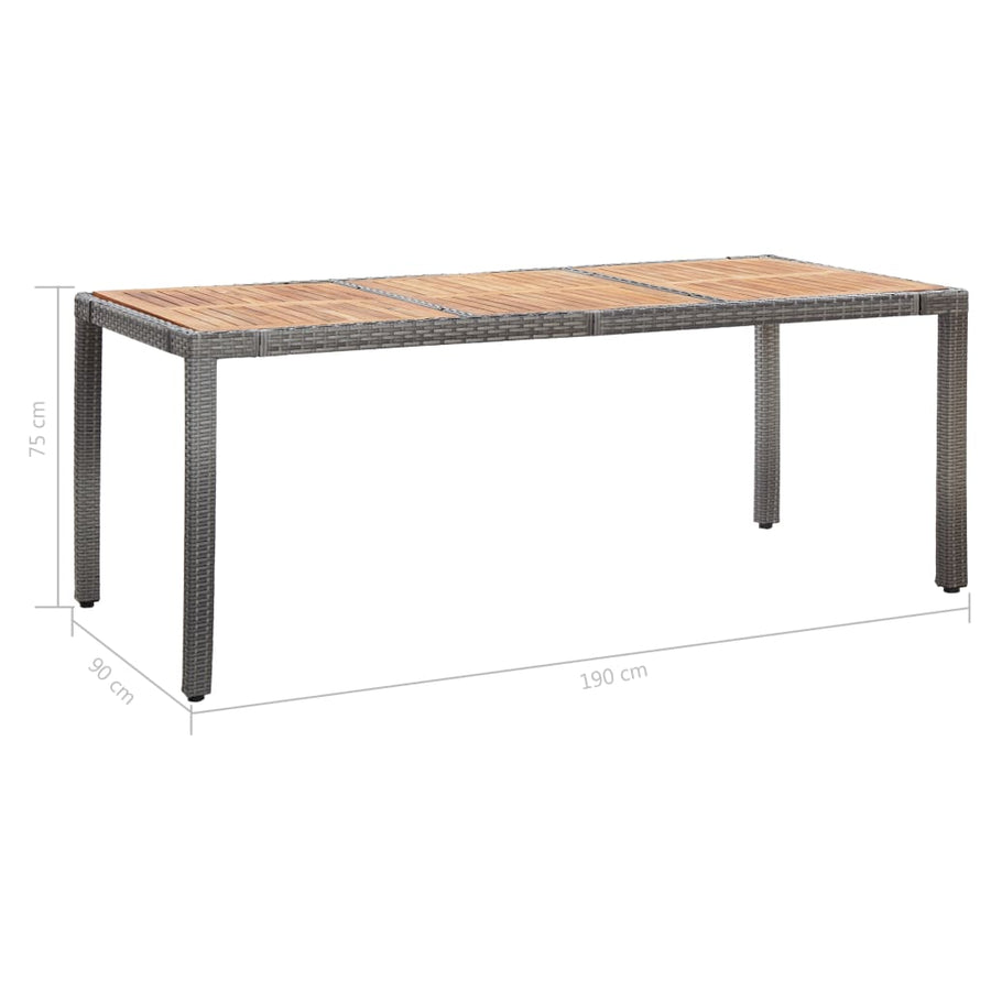 -Delige Tuinset Met Kussens Poly Rattan 9 190 cm tafellengte Grijs