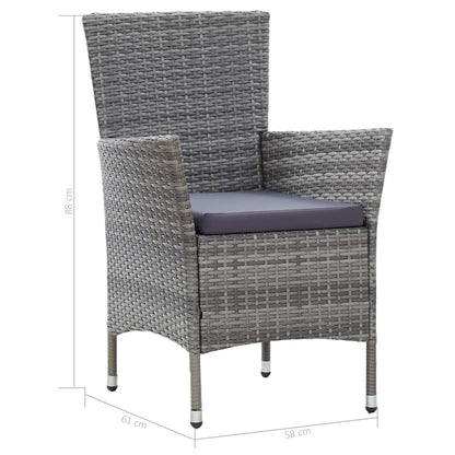 -Delige Tuinset Met Kussens Poly Rattan 7 150 cm tafellengte Grijs