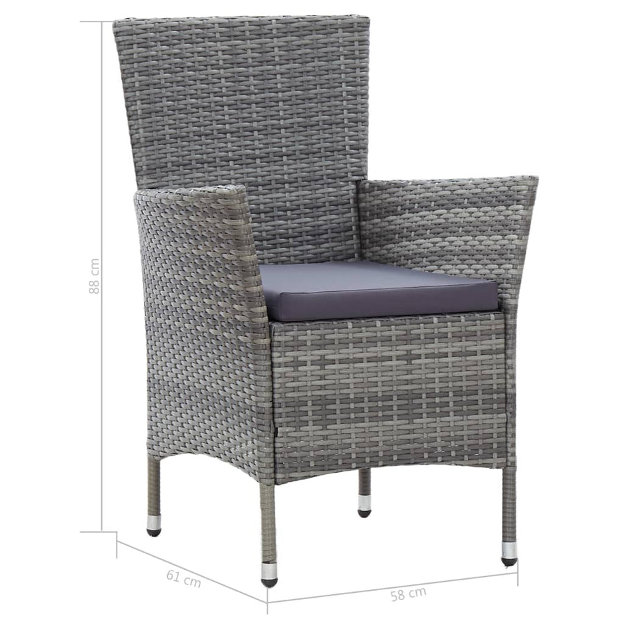 -Delige Tuinset Met Kussens Poly Rattan 7 150 cm tafellengte Grijs