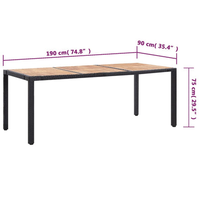 -Delige Tuinset Met Kussens Poly Rattan 9 190 cm tafellengte Zwart en bruin