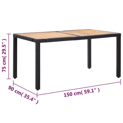 -Delige Tuinset Met Kussens Poly Rattan 7 150 cm tafellengte Zwart en bruin