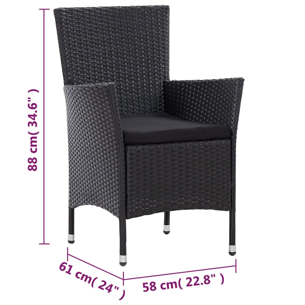 -Delige Tuinset Met Kussens Poly Rattan 7 150 cm tafellengte Zwart en bruin