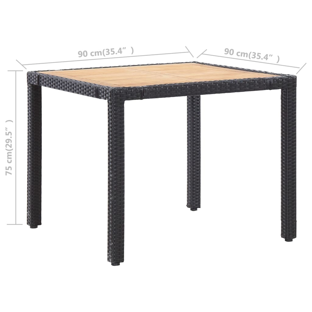 -Delige Tuinset Met Kussens Poly Rattan 5 90 cm tafellengte Zwart en bruin