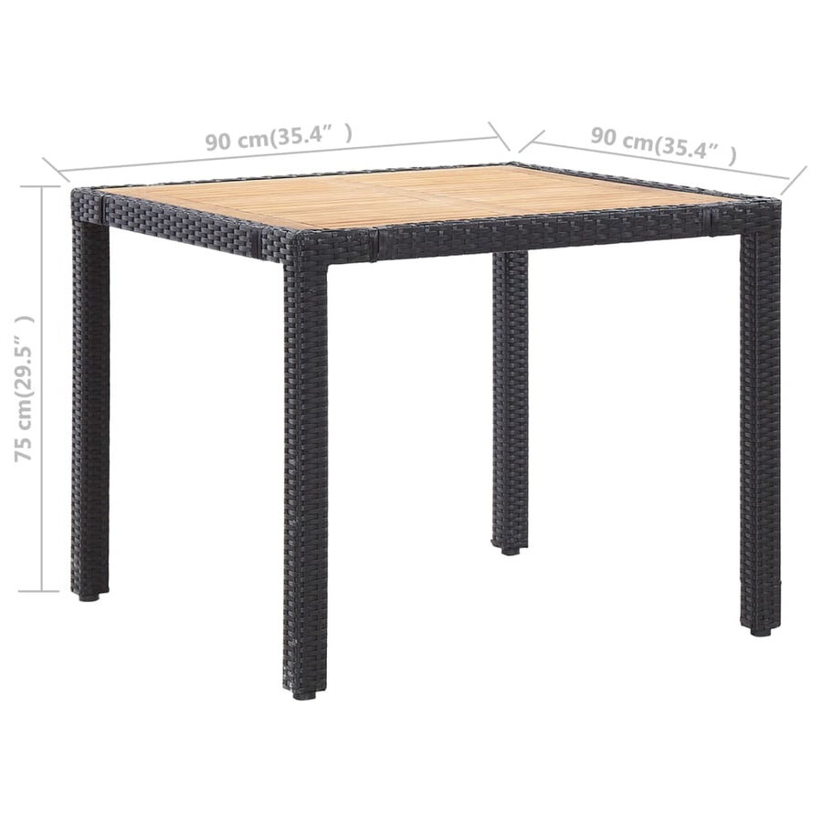 -Delige Tuinset Met Kussens Poly Rattan 5 90 cm tafellengte Zwart en bruin