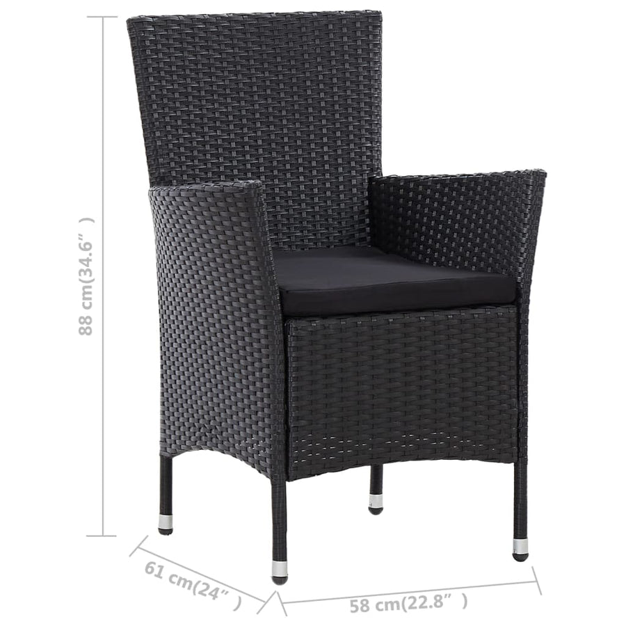 -Delige Tuinset Met Kussens Poly Rattan 5 90 cm tafellengte Zwart en bruin