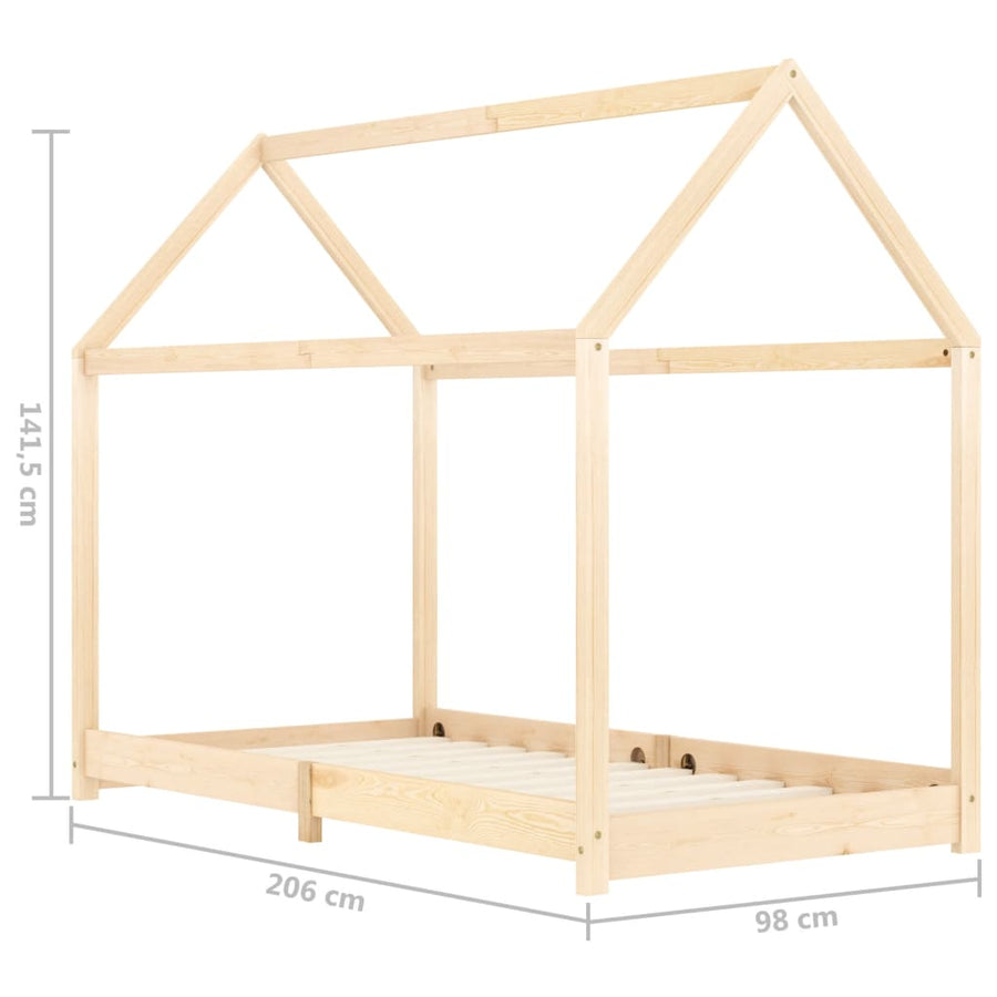 Kinderbedframe Massief Grenenhout 90 x 200 cm Bruin