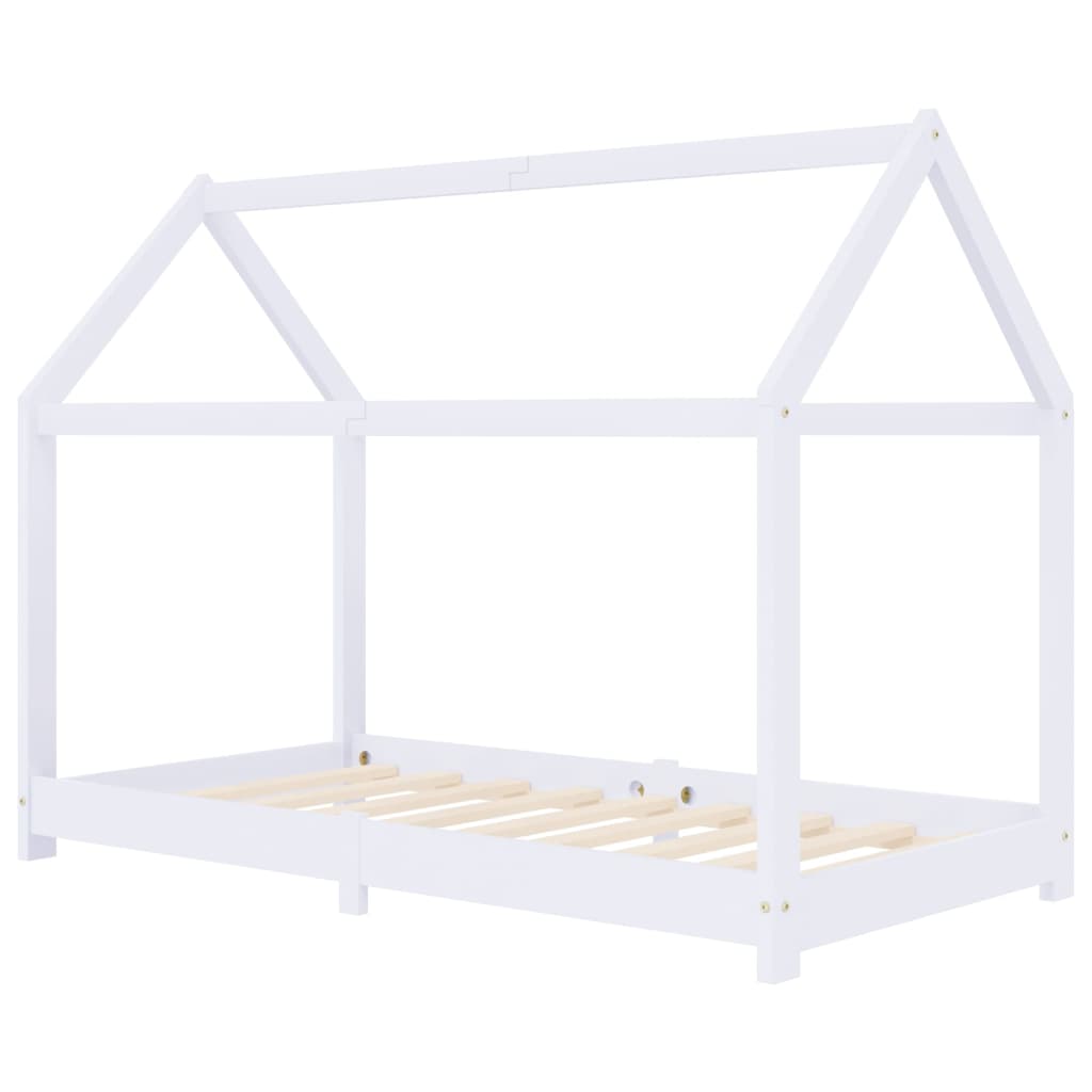 Kinderbedframe Massief Grenenhout 70 x 140 cm Wit