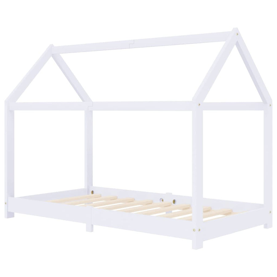 Kinderbedframe Massief Grenenhout 70 x 140 cm Wit