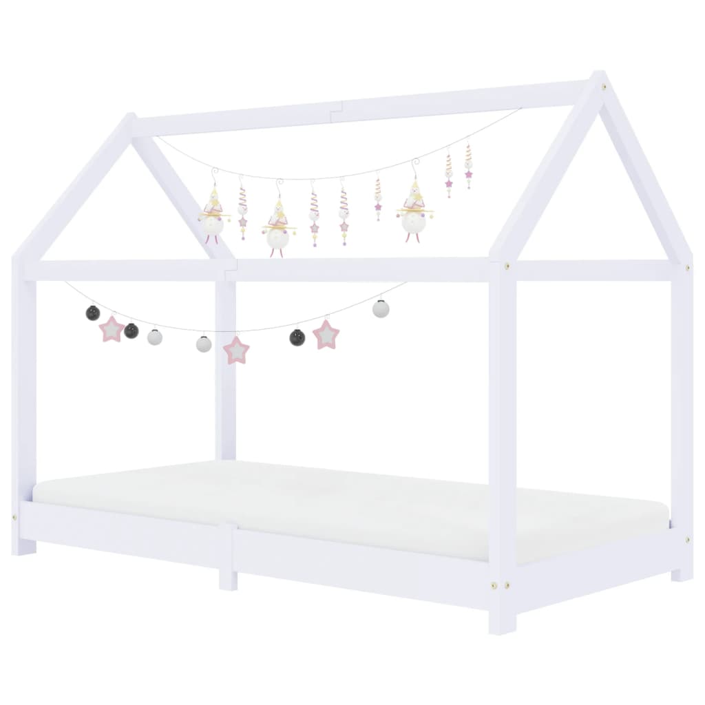 Kinderbedframe Massief Grenenhout 70 x 140 cm Wit
