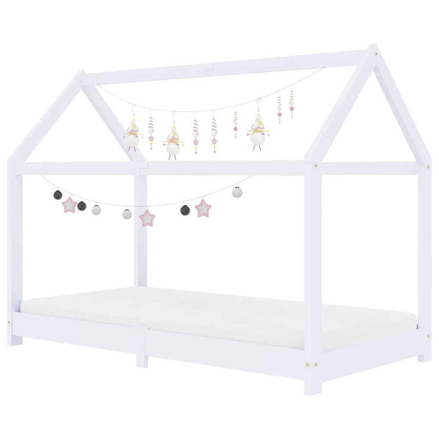 Kinderbedframe Massief Grenenhout 70 x 140 cm Wit