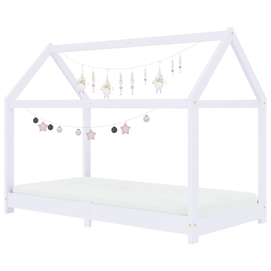Kinderbedframe Massief Grenenhout 80 x 160 cm Wit