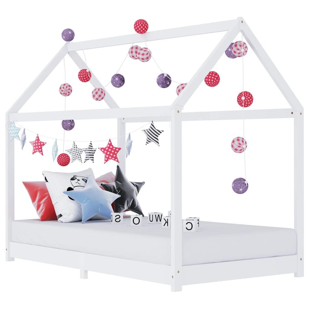 Kinderbedframe Massief Grenenhout 90 x 200 cm Wit