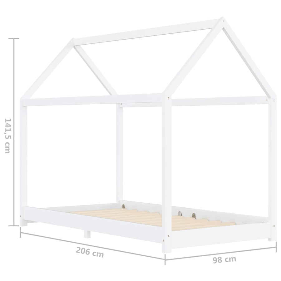 Kinderbedframe Massief Grenenhout 90 x 200 cm Wit