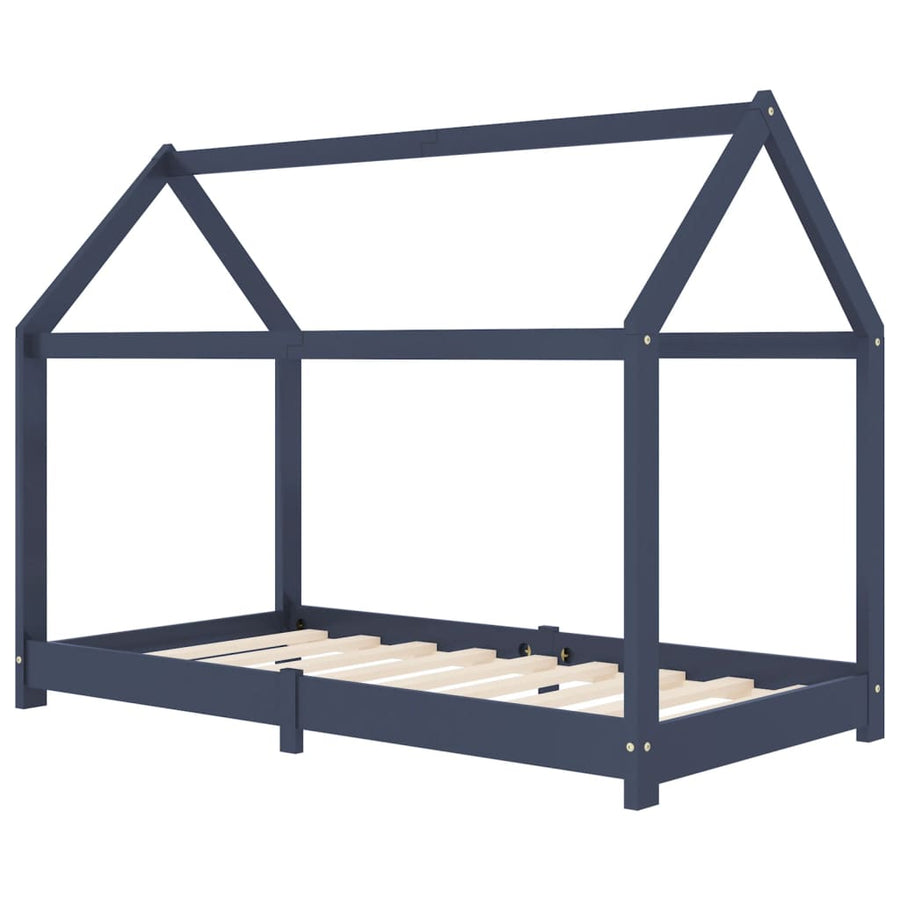 Kinderbedframe Massief Grenenhout 70 x 140 cm Grijs