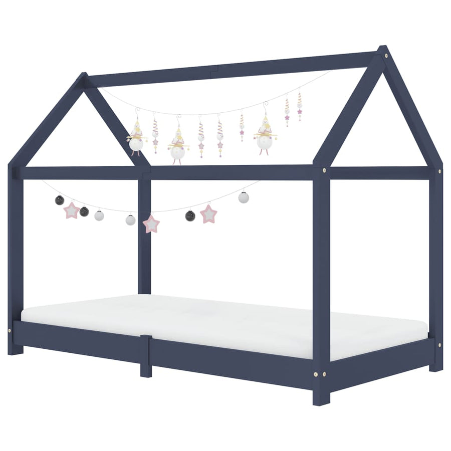Kinderbedframe Massief Grenenhout 70 x 140 cm Grijs