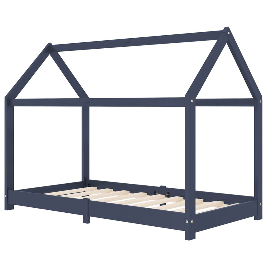 Kinderbedframe Massief Grenenhout 80 x 160 cm Grijs