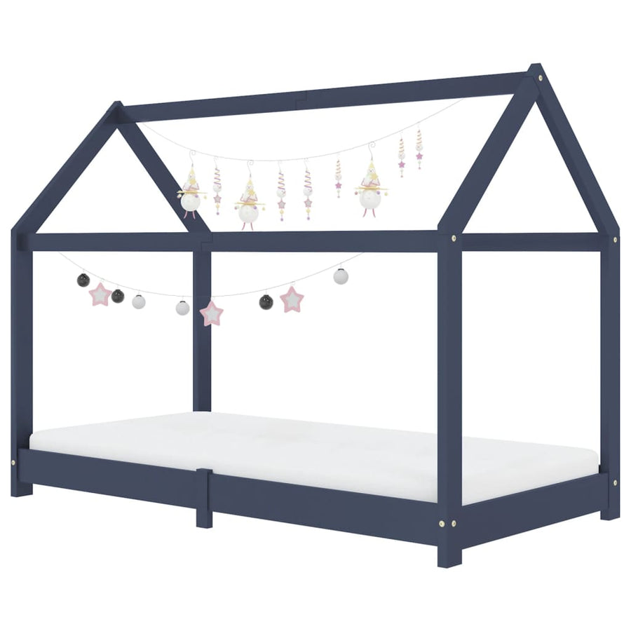 Kinderbedframe Massief Grenenhout 80 x 160 cm Grijs