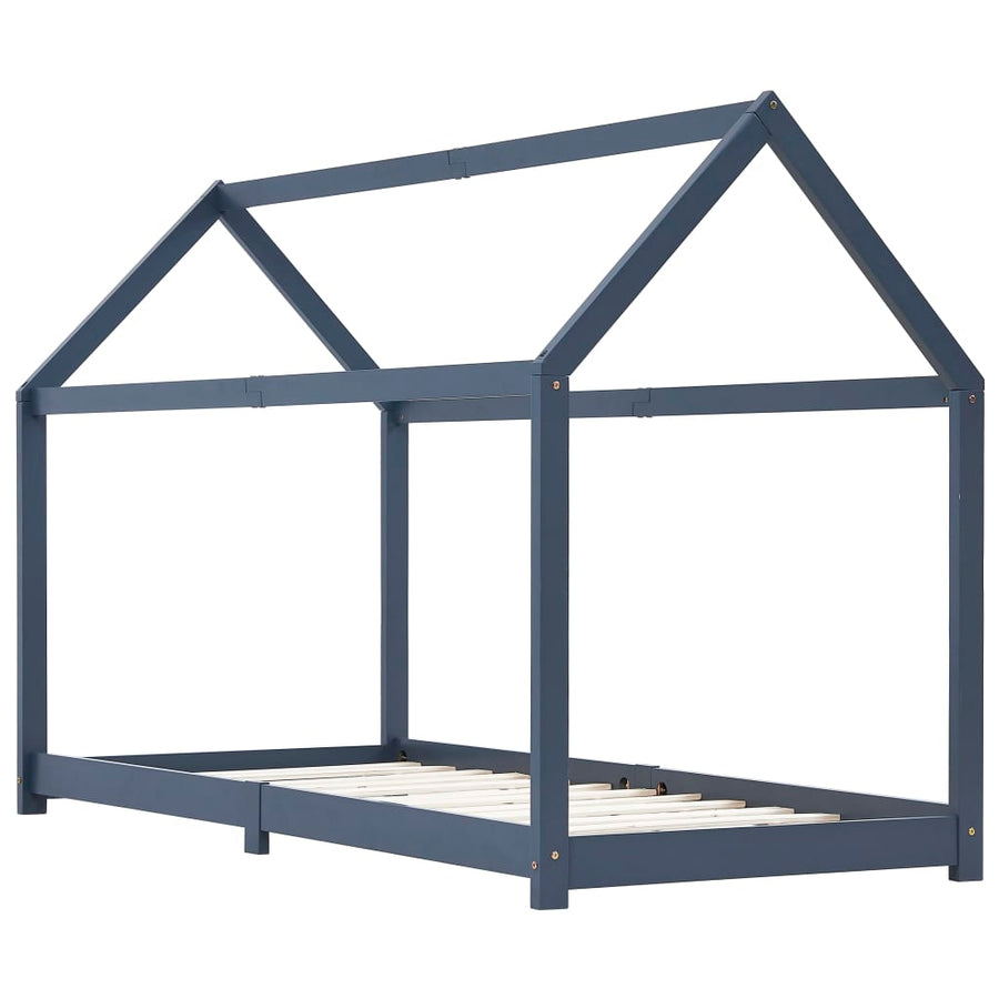 Kinderbedframe Massief Grenenhout 90 x 200 cm Grijs
