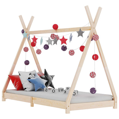 Kinderbedframe Massief Grenenhout 70 x 140 cm Bruin