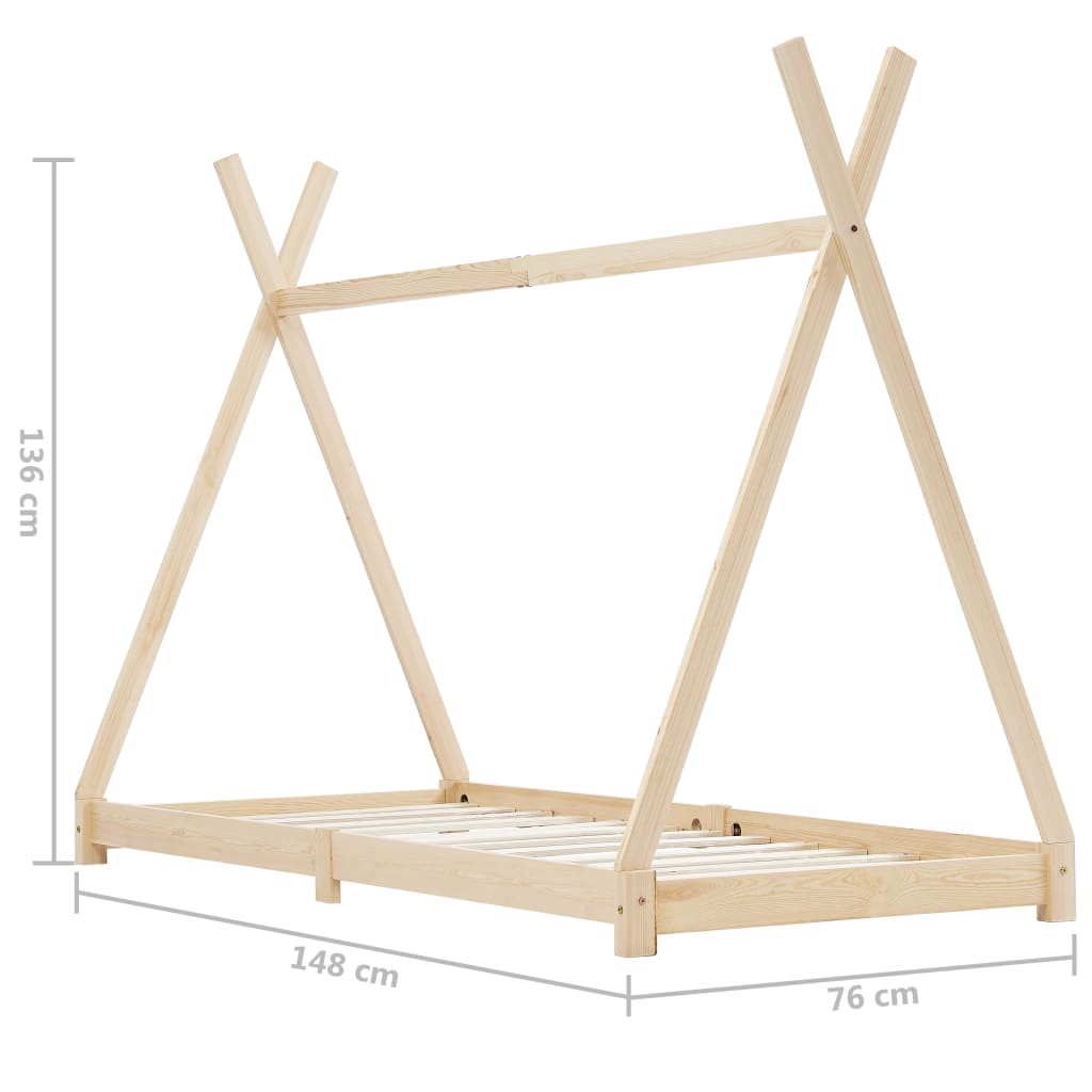 Kinderbedframe Massief Grenenhout 70 x 140 cm Bruin