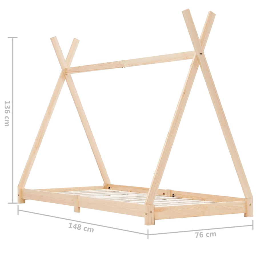 Kinderbedframe Massief Grenenhout 70 x 140 cm Bruin