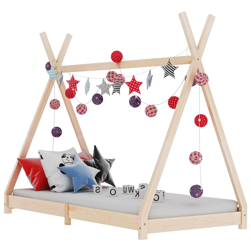 Kinderbedframe Massief Grenenhout 80 x 160 cm Bruin