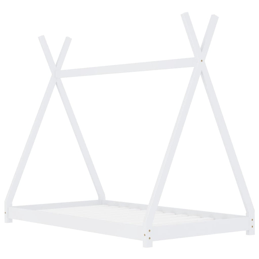 Kinderbedframe Massief Grenenhout 70 x 140 cm Wit