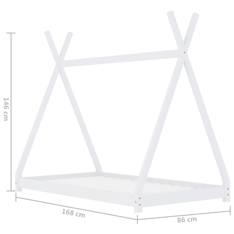 Kinderbedframe Massief Grenenhout 80 x 160 cm Wit