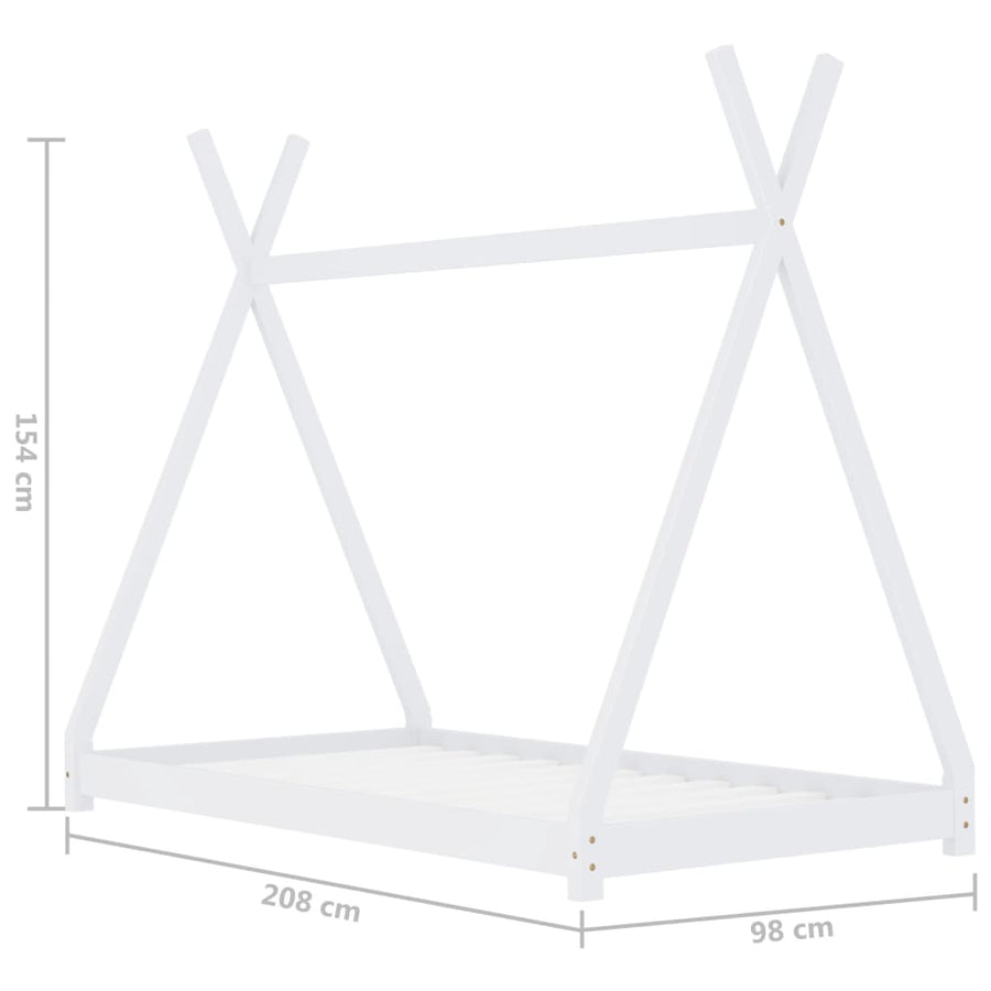 Kinderbedframe Massief Grenenhout 90 x 200 cm Wit