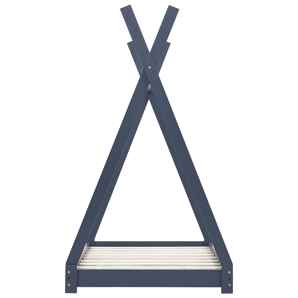 Kinderbedframe Massief Grenenhout 70 x 140 cm Grijs